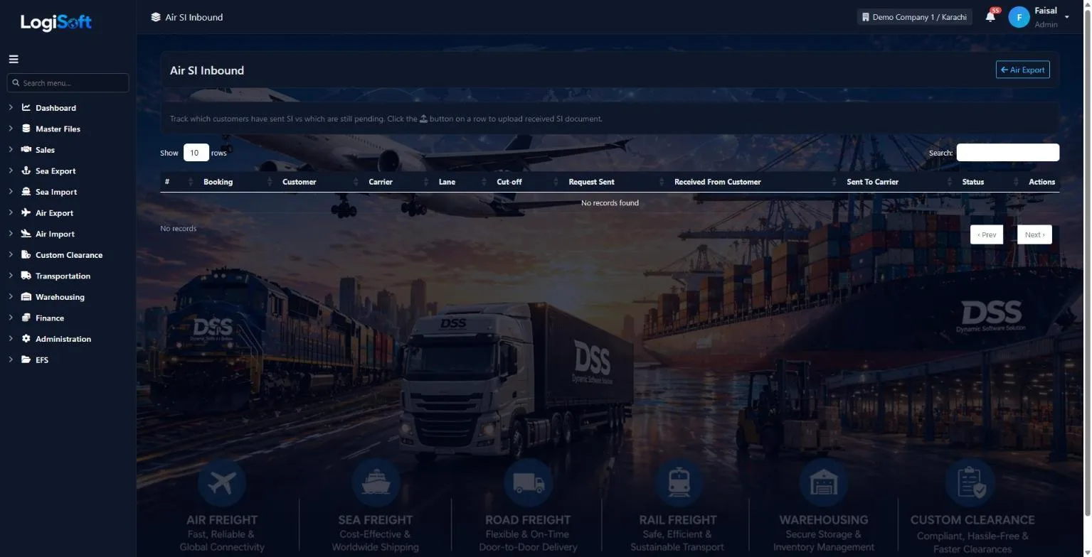 LogiSoft Air SI inbound