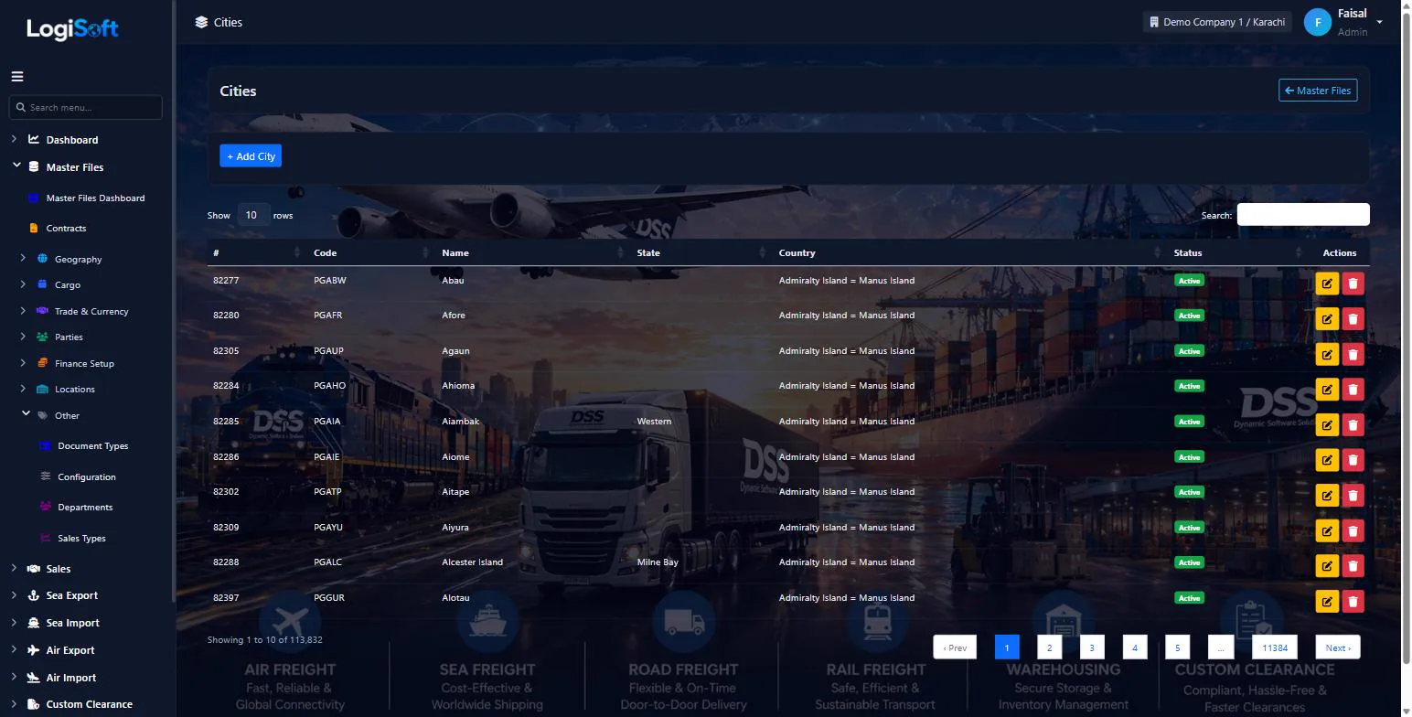 LogiSoft cities
