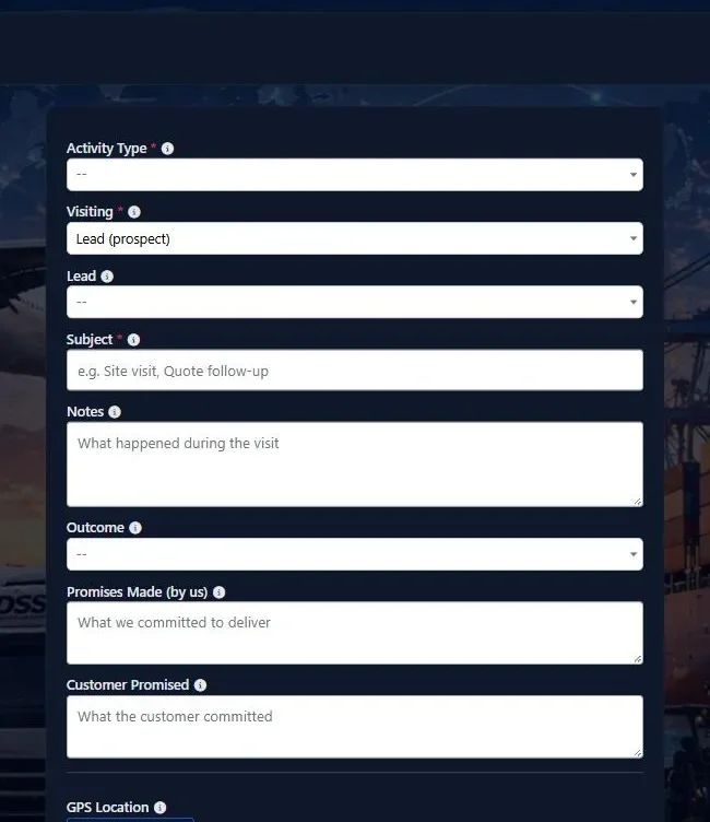 LogiSoft mobile visit form