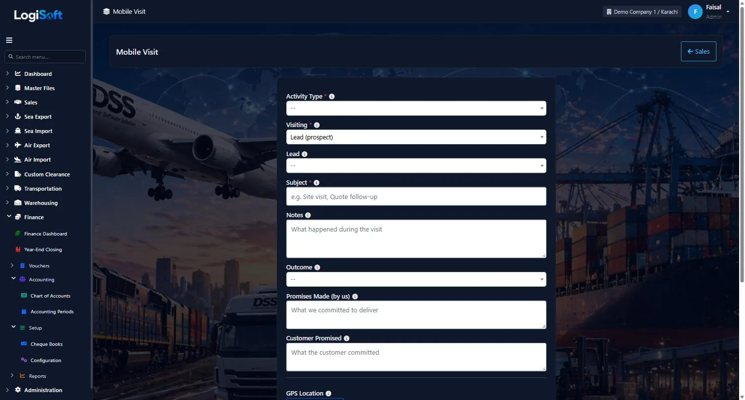 LogiSoft mobile visit