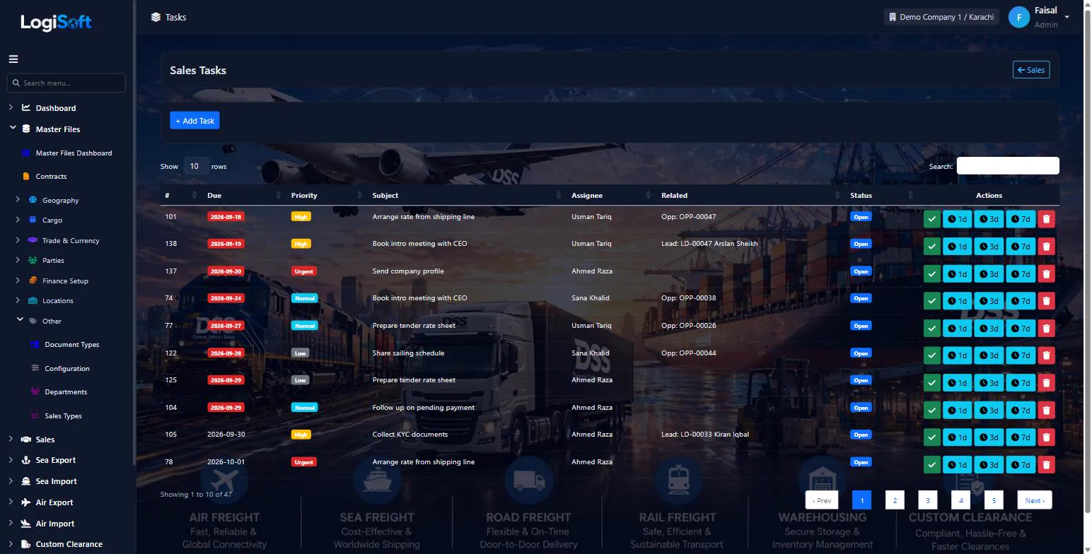 LogiSoft sales tasks