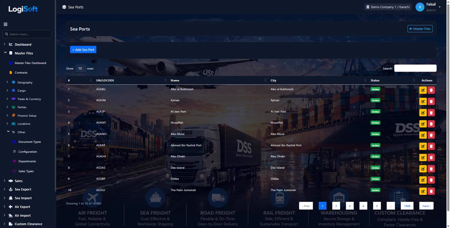 LogiSoft sea ports