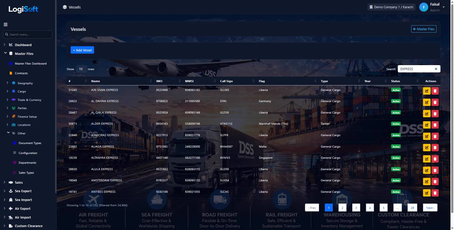LogiSoft vessels