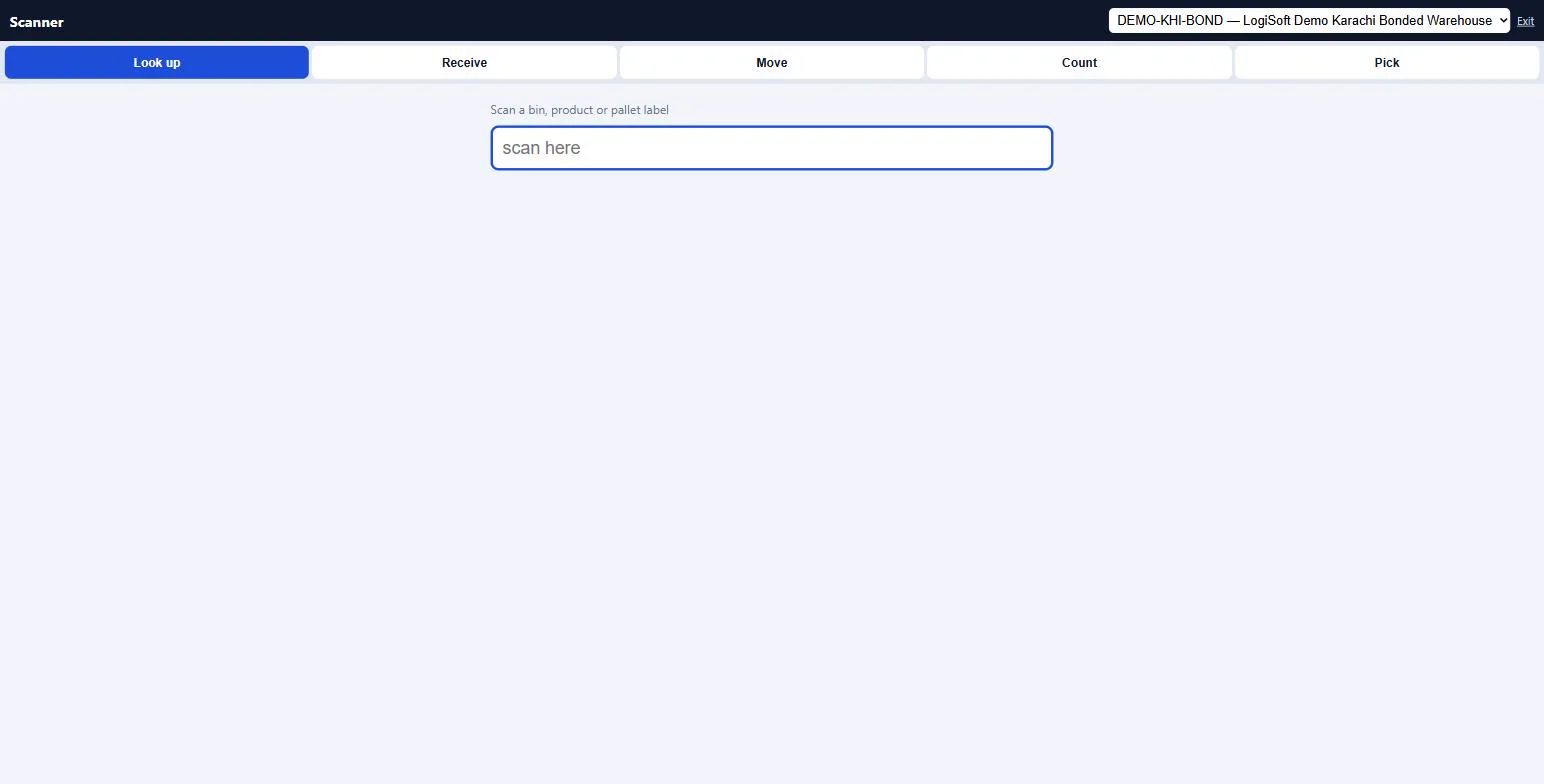 LogiSoft warehouse scanner