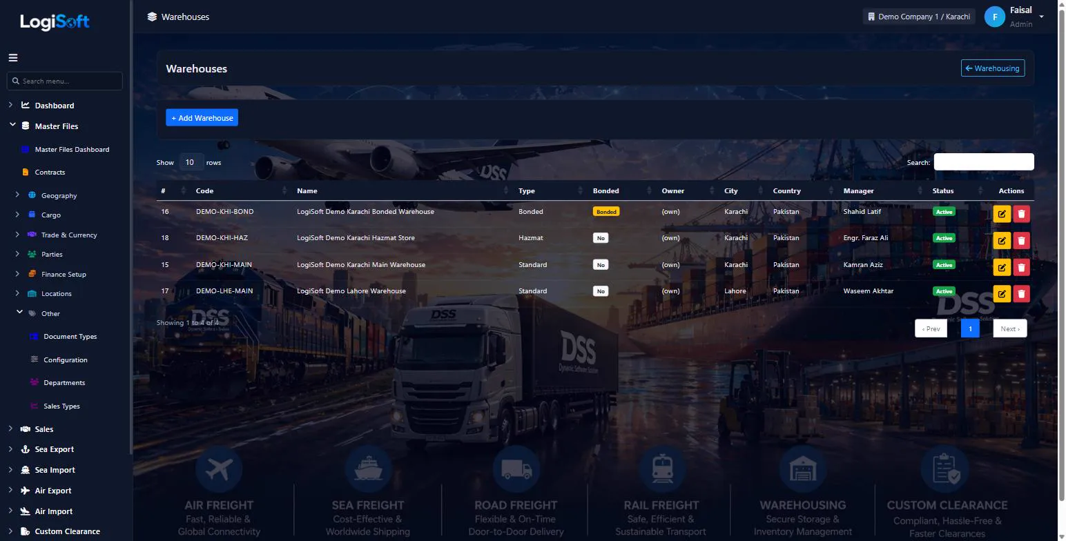 LogiSoft warehouses